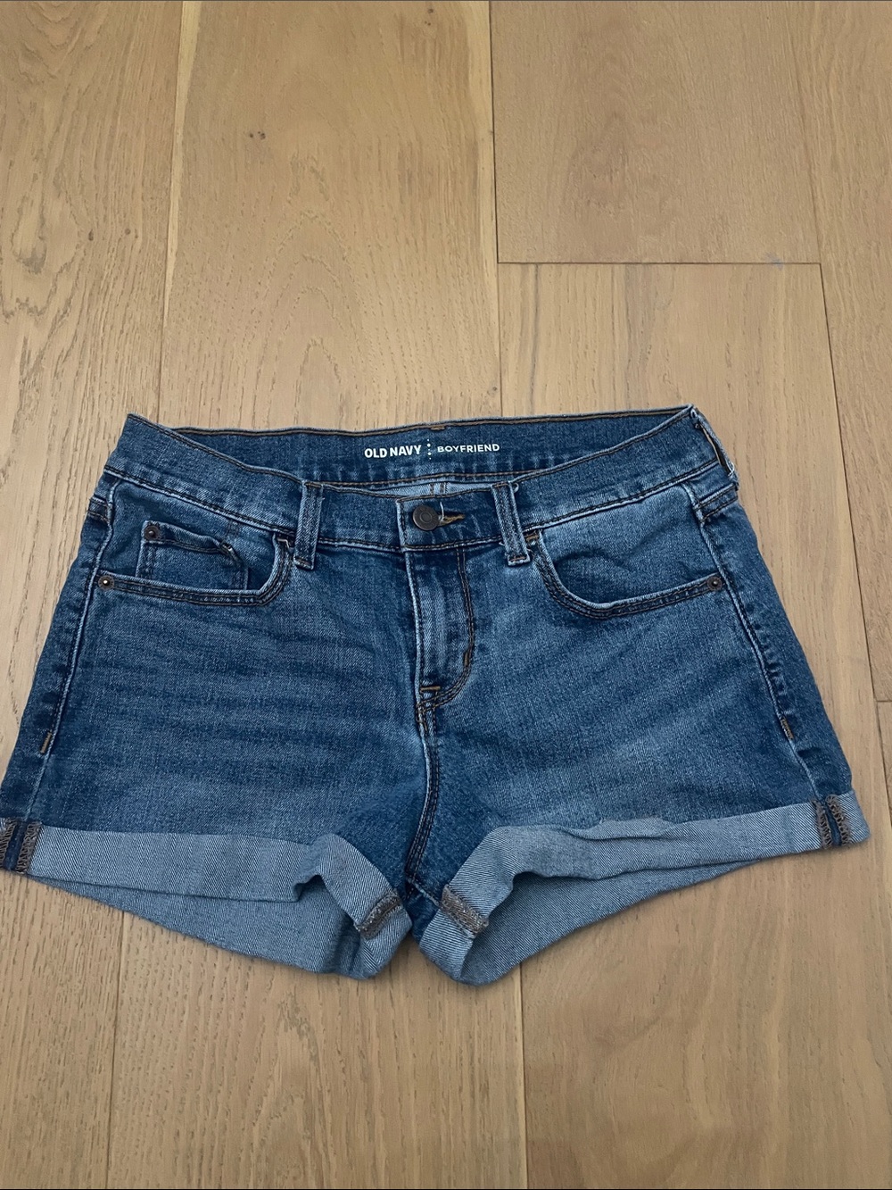 Old Navy Dark Blue Rolled Cuff Boyfriend Jean Shorts